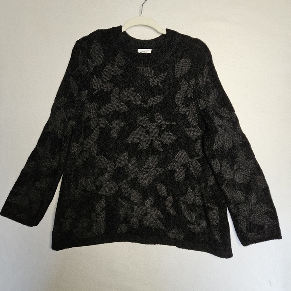 J. Jill Sweaters - J.jill Women's Black Floral Sweater Viscose Blend Size L petite